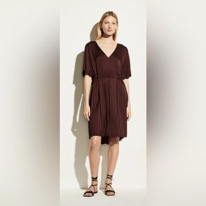 NWT Vince Crushed Satin Flutter Dress in Oxblood (dark burgundy) Size XS